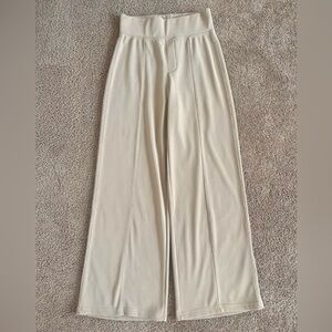 Cream Wide-Leg Ponte Pants